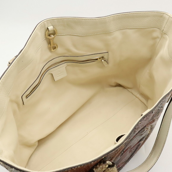 Gucci Soho Fringe Tassel Large Tote Bag Python Leather Beige Bordeaux - Picture 5 of 7